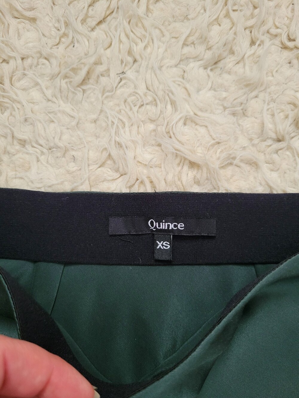 Quince Washable Silk Mid Calf Pull On Skirt Forest Green Sz XS - Picture 4 of 10